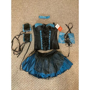 Talia Corset, Skirt, Arm Bands, Wrist Bands, Choker Size Small New